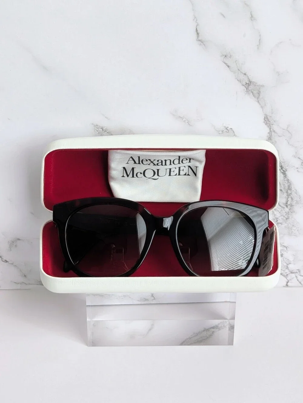 Alexander McQueen AM0304SK Havana Tortoise Gradient Sunglasses NWT Made In Italy